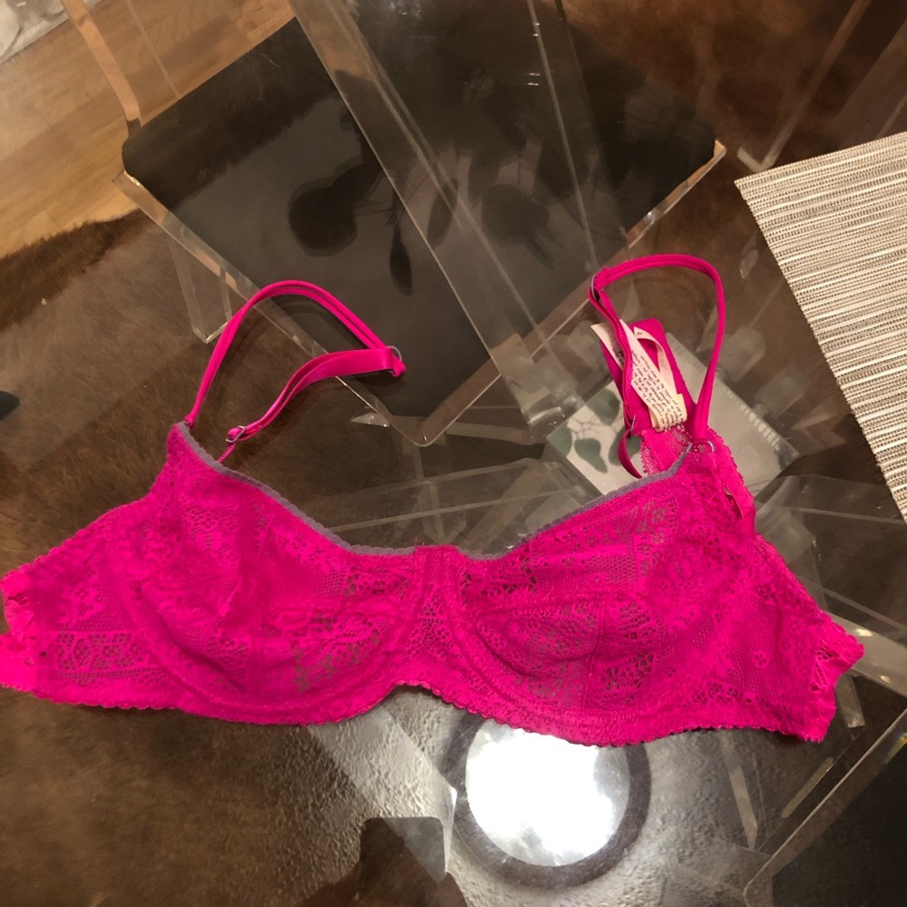 Free people  hot pink lace bra size small
